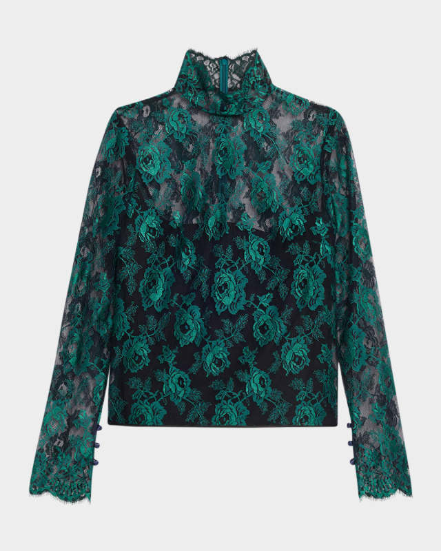 Floral Lace High-Neck Top